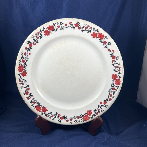 Vintage McNicol China Plate With Red Floral Border 10.25" Diameter Collectible T - Picture 1 of 2